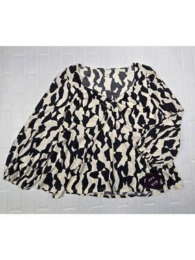Ava & viv Long Sleeve Bow Tie Blouse 3X